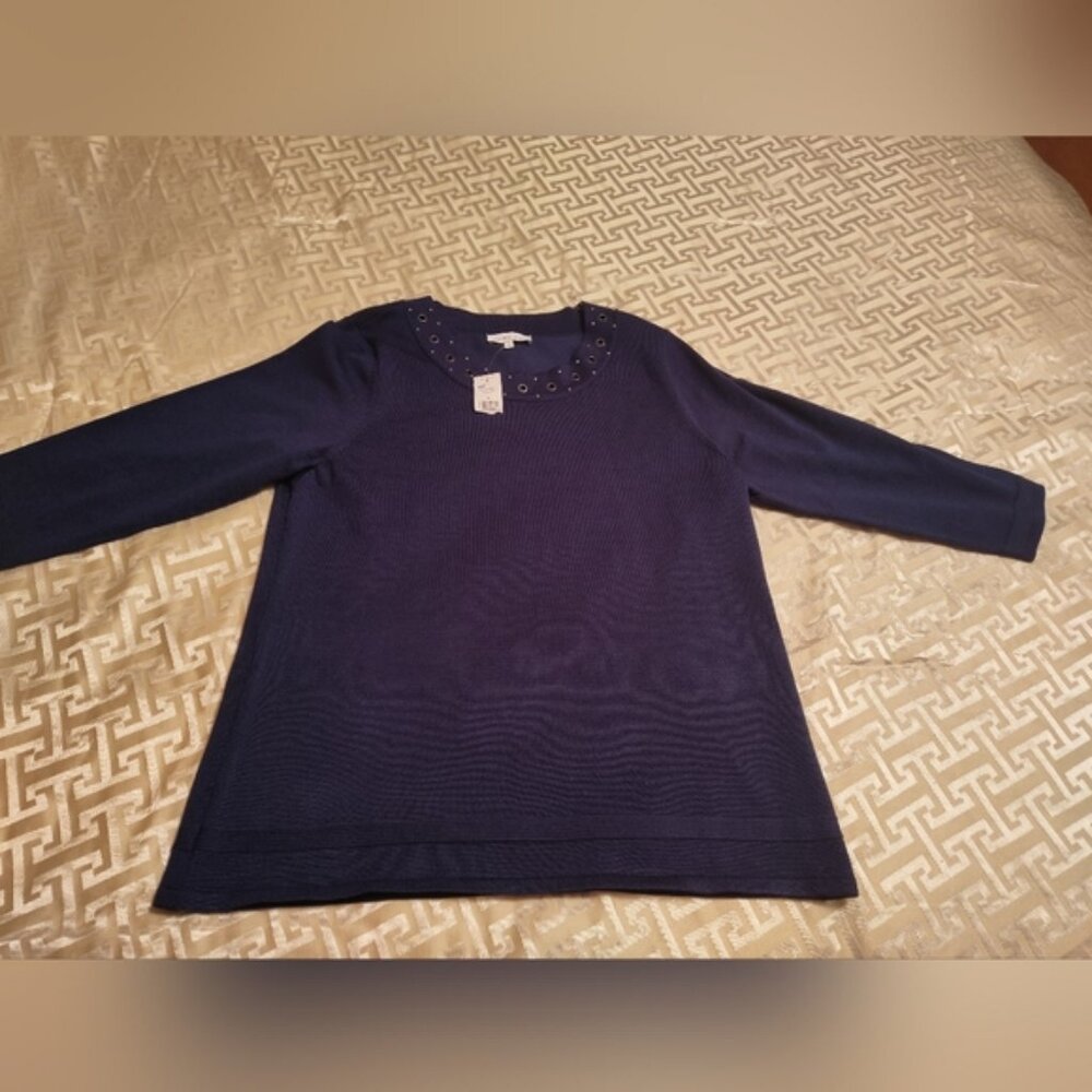 NWT Marie Claire Navy Blue pullover sweater